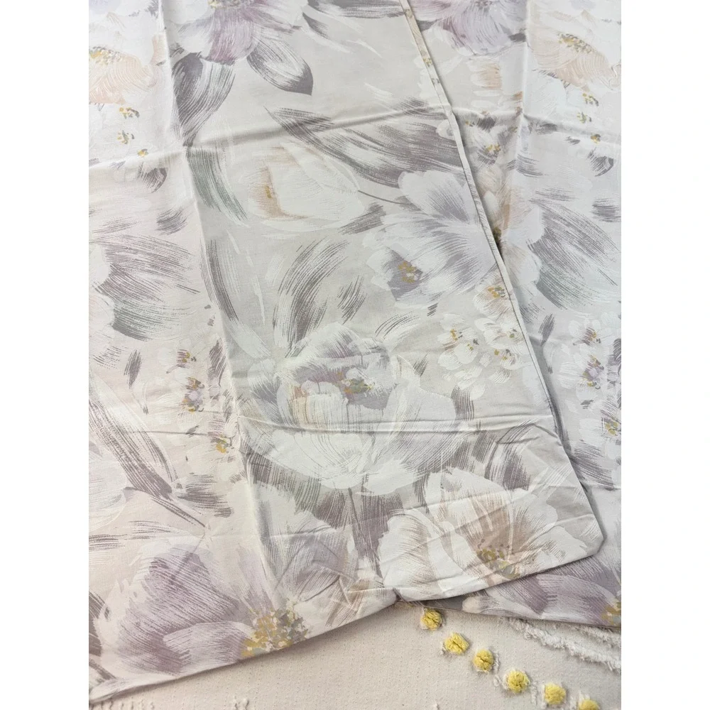 Vintage Sears Roebuck Floral Pillowcase Set Queen Lavender Mauve USA Made 2pc